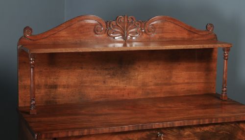 fig 3. Antique English William IV Flame Mahogany Two Door Chiffonier Sideboard Cabinet (Circa 1835)