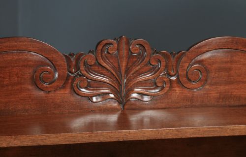 fig 4. Antique English William IV Flame Mahogany Two Door Chiffonier Sideboard Cabinet (Circa 1835)