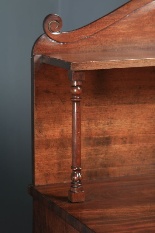 fig 7. Antique English William IV Flame Mahogany Two Door Chiffonier Sideboard Cabinet (Circa 1835)