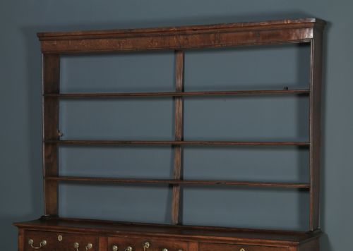 fig 2. Antique English Georgian Oak Dresser Base Sideboard & Rack (Circa 1780)