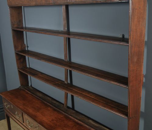 fig 5. Antique English Georgian Oak Dresser Base Sideboard & Rack (Circa 1780)