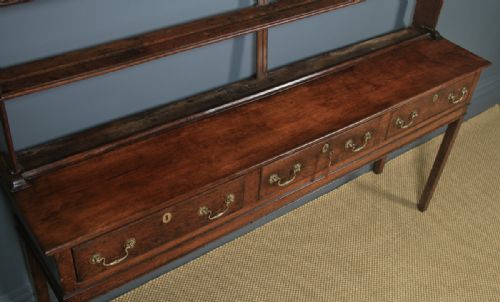 fig 6. Antique English Georgian Oak Dresser Base Sideboard & Rack (Circa 1780)