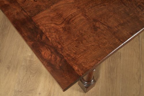 fig 6. English 17th Century Style 6ft 7” Solid Burr Oak Farmhouse Kitchen Refectory Table Seats 8-10 People (Circa 1930)