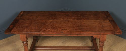 fig 7. English 17th Century Style 6ft 7” Solid Burr Oak Farmhouse Kitchen Refectory Table Seats 8-10 People (Circa 1930)