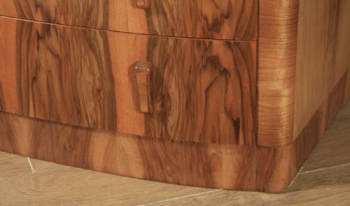 fig 7. Antique English Art Deco Figured Walnut Two Door Bow Wardrobe Chest (Circa 1930)