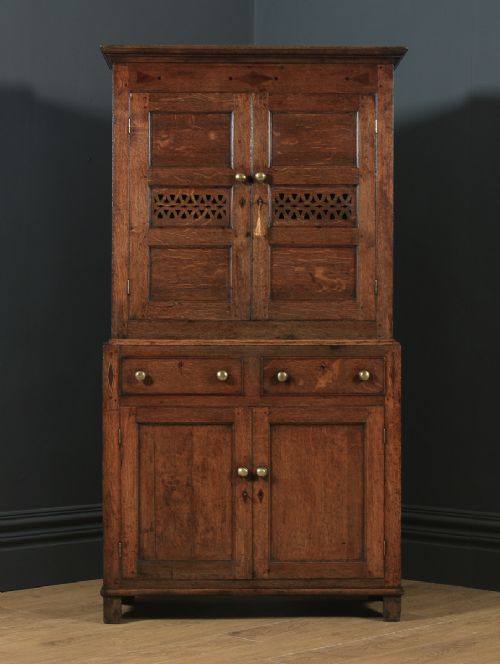 fig 1. Antique Welsh Georgian Oak Cwpwrdd Bara Caws Or Bread Cheese Food Inlaid Kitchen Housekeepers Cupboard (Circa 1810)