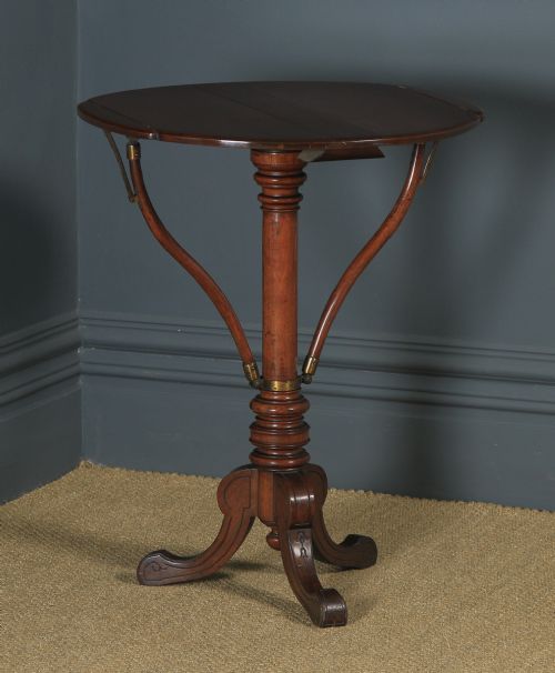 fig 1. Antique English Victorian Mahogany Adjustable Duet Music & Book Stand Tripod Side Table By Swann & Millican (Circa 1860)