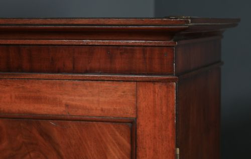 fig 4. Antique English Victorian Flame Mahogany Linen Press Wardrobe (Circa 1840)