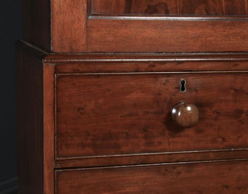 fig 7. Antique English Victorian Flame Mahogany Linen Press Wardrobe (Circa 1840)