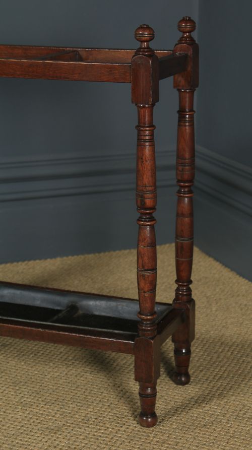 fig 6. Antique English Victorian Oak Stick & Umbrella Hall Stand (Circa 1900)