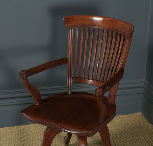 fig 2. Antique English Victorian Mahogany Revolving High Back Office Desk Arm Chair (Circa 1880)