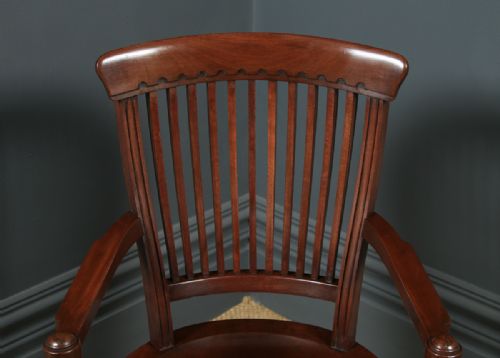 fig 5. Antique English Victorian Mahogany Revolving High Back Office Desk Arm Chair (Circa 1880)