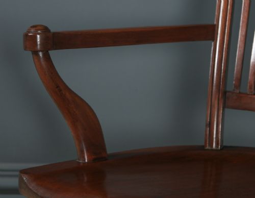 fig 6. Antique English Victorian Mahogany Revolving High Back Office Desk Arm Chair (Circa 1880)