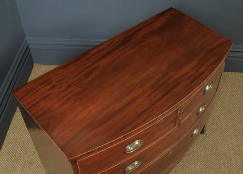 fig 2. Antique English Georgian Regency Mahogany Bow Front Chest of Drawers (Circa 1820)