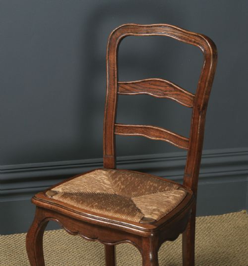 fig 1. Antique French Louis XV Style Oak Ladder Back Kitchen Dining Chair (Circa 1910)