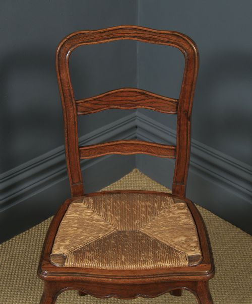 fig 2. Antique French Louis XV Style Oak Ladder Back Kitchen Dining Chair (Circa 1910)