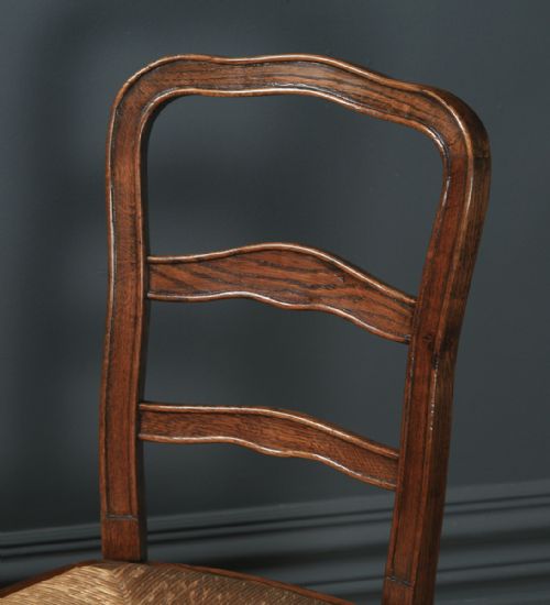 fig 3. Antique French Louis XV Style Oak Ladder Back Kitchen Dining Chair (Circa 1910)