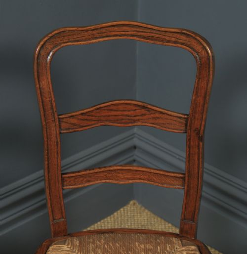 fig 4. Antique French Louis XV Style Oak Ladder Back Kitchen Dining Chair (Circa 1910)