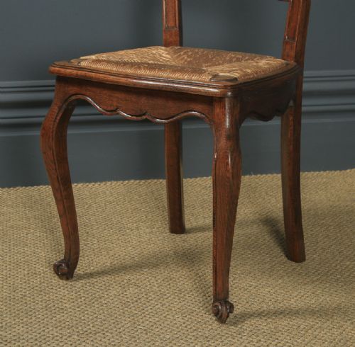 fig 7. Antique French Louis XV Style Oak Ladder Back Kitchen Dining Chair (Circa 1910)