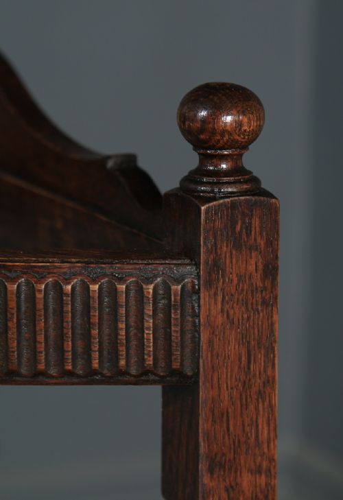 fig 5. Antique English George V Solid Oak & Copper Stick & Umbrella Hall Corner Stand (Circa 1920)