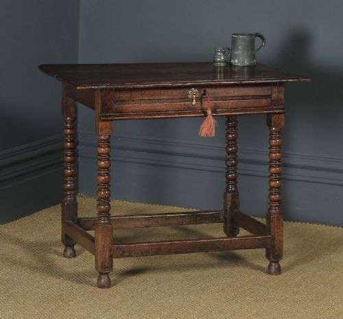 Antique English 17th Century Charles II Oak Occasional Side Hall Writing Table (Circa 1660)