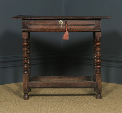 fig 2. Antique English 17th Century Charles II Oak Occasional Side Hall Writing Table (Circa 1660)