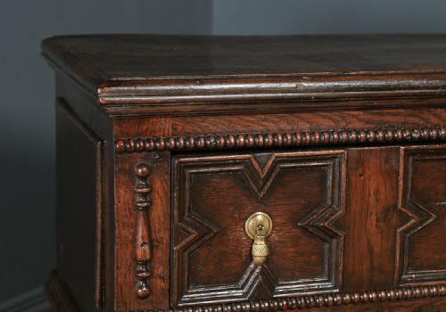fig 7. Antique English Victorian Jacobean Style Oak Geometric Dresser Base Sideboard (Circa 1880)
