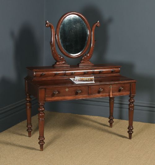 Antique Anglo-indian Victorian Colonial Teak Dressing Table with Mirror (Circa 1870)