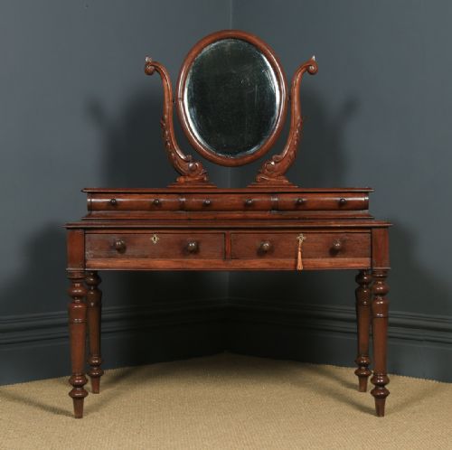 fig 2. Antique Anglo-Indian Victorian Colonial Teak Dressing Table with Mirror (Circa 1870)