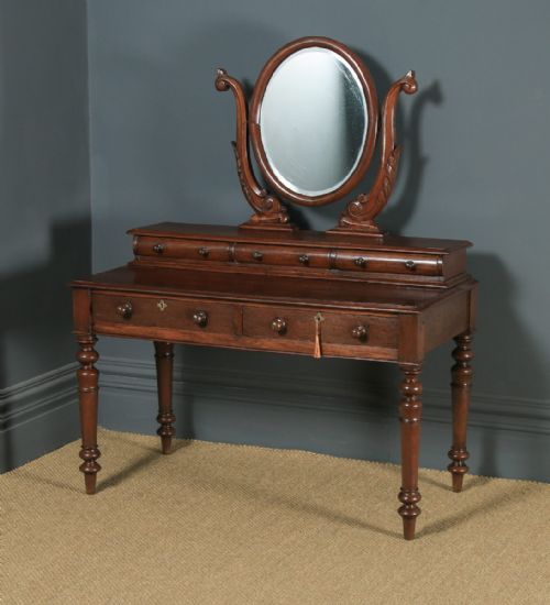 fig 3. Antique Anglo-Indian Victorian Colonial Teak Dressing Table with Mirror (Circa 1870)