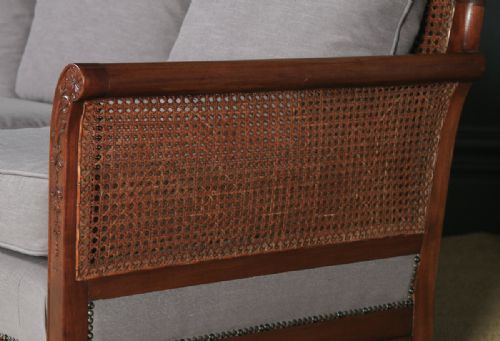 fig 3. Antique English Edwardian Chippendale Style Three Piece Mahogany & Cane Bergere Couch Settee Sofa Lounge Suite By J. S. Kinsey (Circa 1910)