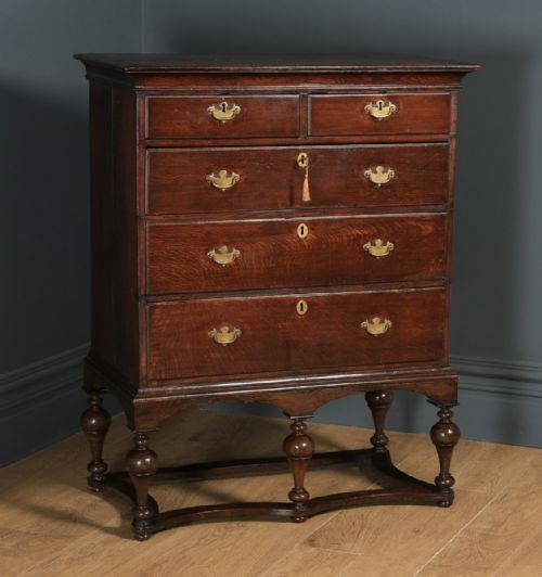 Antique English 18th Century Georgian Oak Chest of Drawers on Stand (Circa 1770)