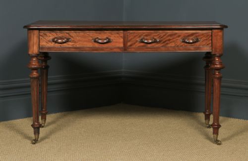 fig 2. Antique English Victorian Flame Satinwood Side Writing Table (Circa 1860)