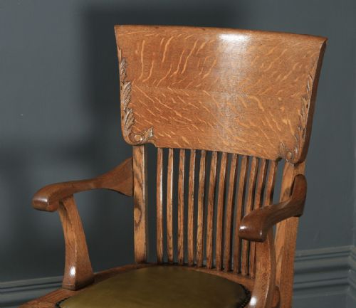 fig 4. Antique American Edwardian Oak Revolving Office Desk Arm Chair by Johnson Chair Co. (Circa 1910)