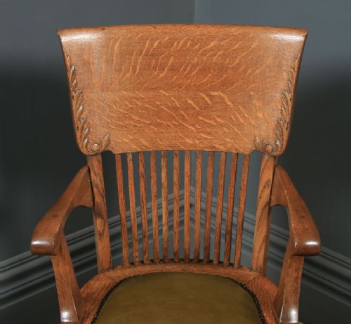 fig 5. Antique American Edwardian Oak Revolving Office Desk Arm Chair by Johnson Chair Co. (Circa 1910)