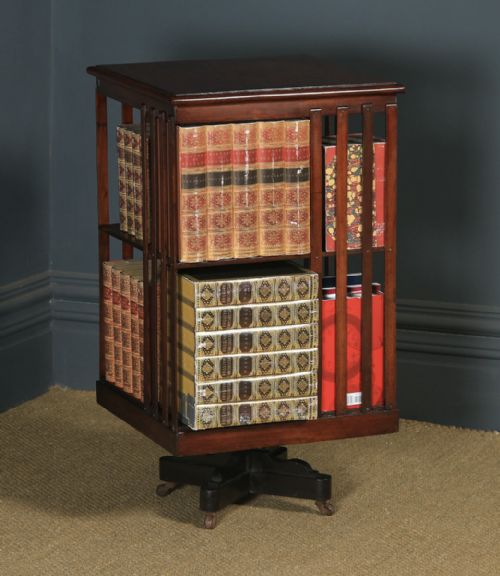 Antique English Edwardian Mahogany Revolving Bookcase Stand (Circa 1910)