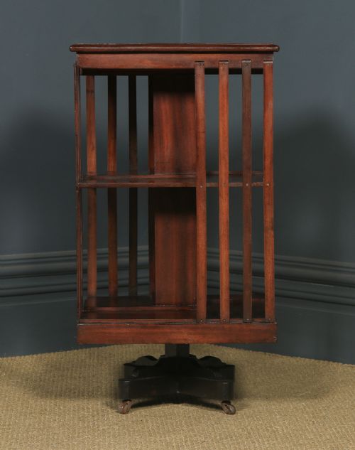 fig 2. Antique English Edwardian Mahogany Revolving Bookcase Stand (Circa 1910)
