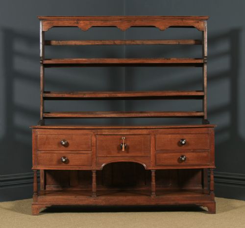 fig 2. Antique Welsh Georgian Oak Dresser Base Sideboard Potboard & Rack (Circa 1810)