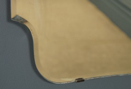 fig 4. Antique English Art Deco Walnut Rectangular Shaped Portrait Hanging Wall Mirror (Circa 1930)