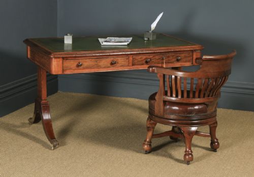 fig 1. Antique English Georgian Regency 4ft 6” Mahogany & Leather Library Desk Sofa Table (Circa 1820)