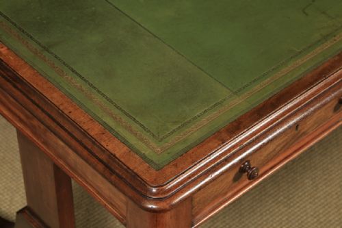 fig 5. Antique English Georgian Regency 4ft 6” Mahogany & Leather Library Desk Sofa Table (Circa 1820)
