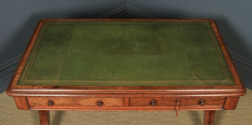 fig 6. Antique English Georgian Regency 4ft 6” Mahogany & Leather Library Desk Sofa Table (Circa 1820)
