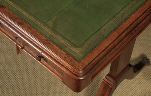 fig 7. Antique English Georgian Regency 4ft 6” Mahogany & Leather Library Desk Sofa Table (Circa 1820)