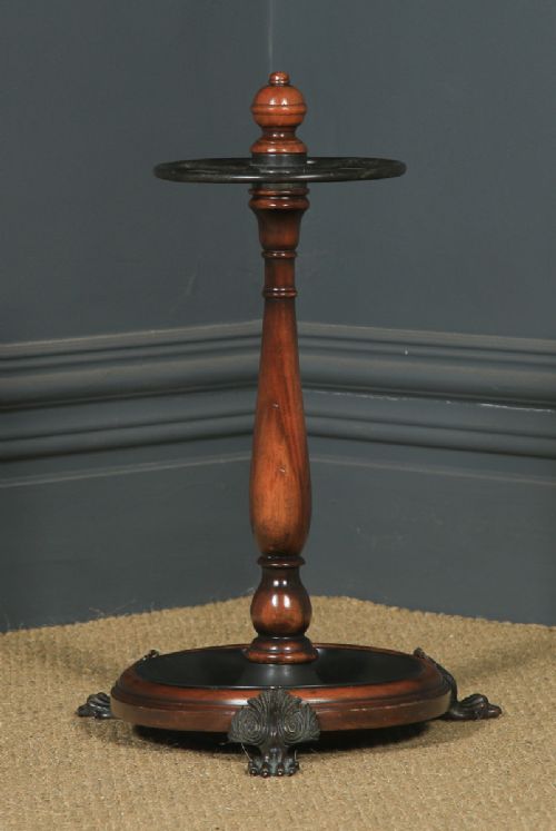 fig 3. Antique English Victorian Solid Mahogany & Cast Brass Stick & Umbrella Hall Stand (Circa 1850)