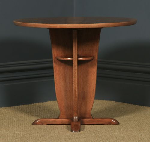 fig 2. Art Deco English Walnut & Mahogany Circular Centre Coffee Occasional Side Table (Circa 1940)