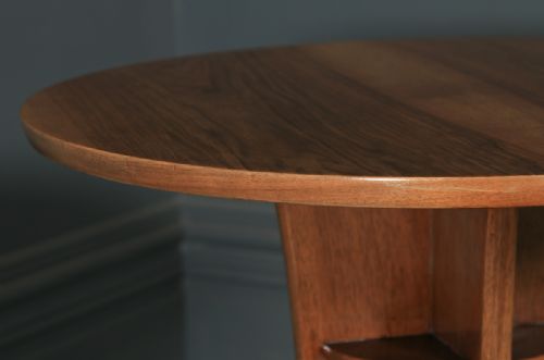fig 6. Art Deco English Walnut & Mahogany Circular Centre Coffee Occasional Side Table (Circa 1940)