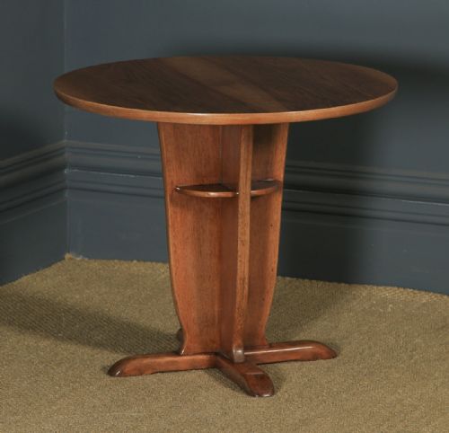 fig 1. Art Deco English Walnut & Mahogany Circular Centre Coffee Occasional Side Table (Circa 1940)