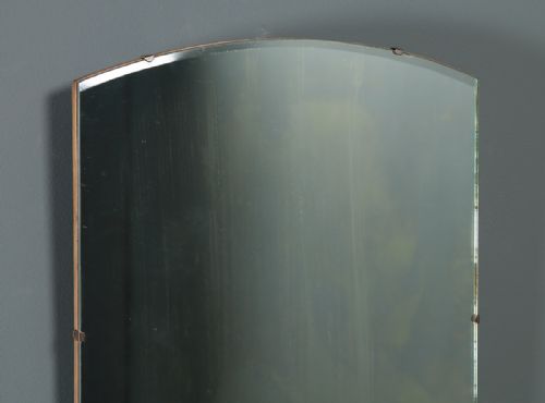 fig 1. Antique English Art Deco Walnut Rectangular Shaped Portrait Hanging Wall Mirror (Circa 1930)