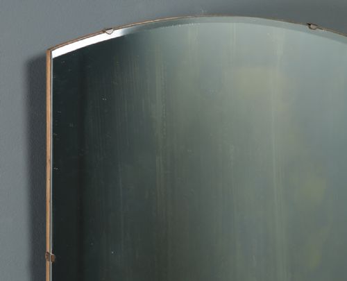 fig 2. Antique English Art Deco Walnut Rectangular Shaped Portrait Hanging Wall Mirror (Circa 1930)