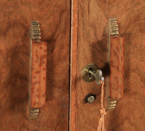 fig 4. Antique Scottish Art Deco Burr Walnut Two Door Compactum Wardrobe By A&W Stewart (Circa 1930)